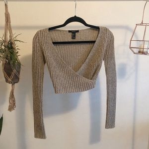 Cropped and Ribbed Sweater Top